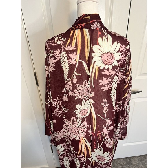 Free People Intimate Floral Duster Cover Up Open Front Lightweight Size Small S - Picture 13 of 16